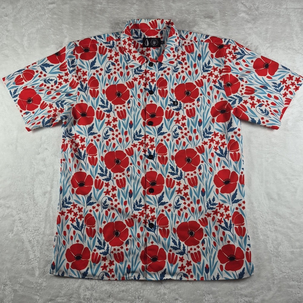 Tachuntfish Button Up Shirt Men's XL Floral Short Sleeve Comfort Lightweight